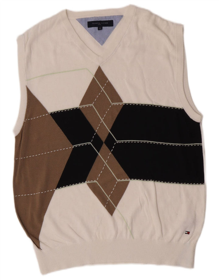 Tommy Hilfiger Herrevest Tank Top Medium White Argyle/Diamond Bomuld