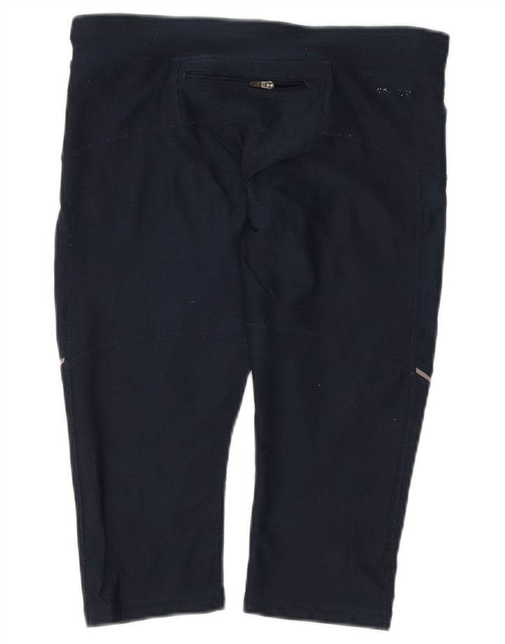 Nike Dame Dri Fit Capri Leggings UK 10 Small Navy Blue Polyester