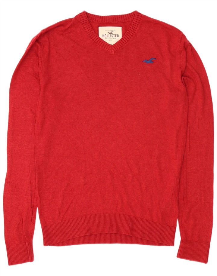 Hollister Herre V-hals sweater Medium Rød Bomuld