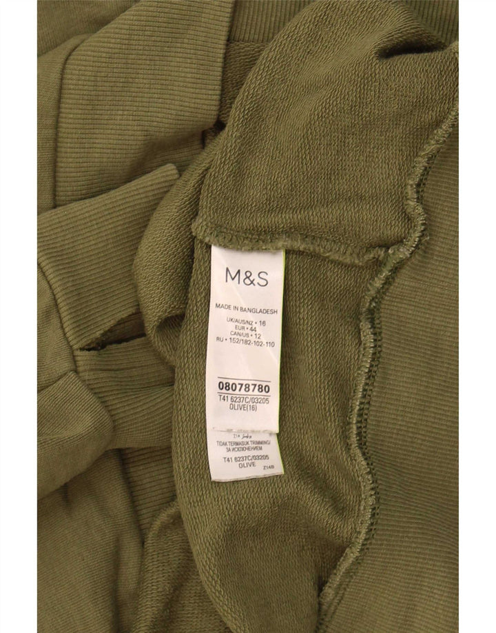 Marks & Spencer Dame Sweatshirt Jumper UK 16 Stor Khaki Bomuld