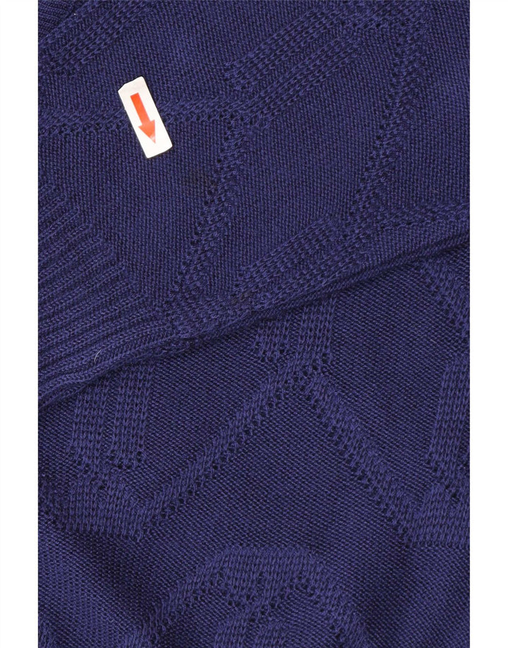Vintage dame cardigan sweater EU 38/40 Medium Blue Chevron Polyacrylic