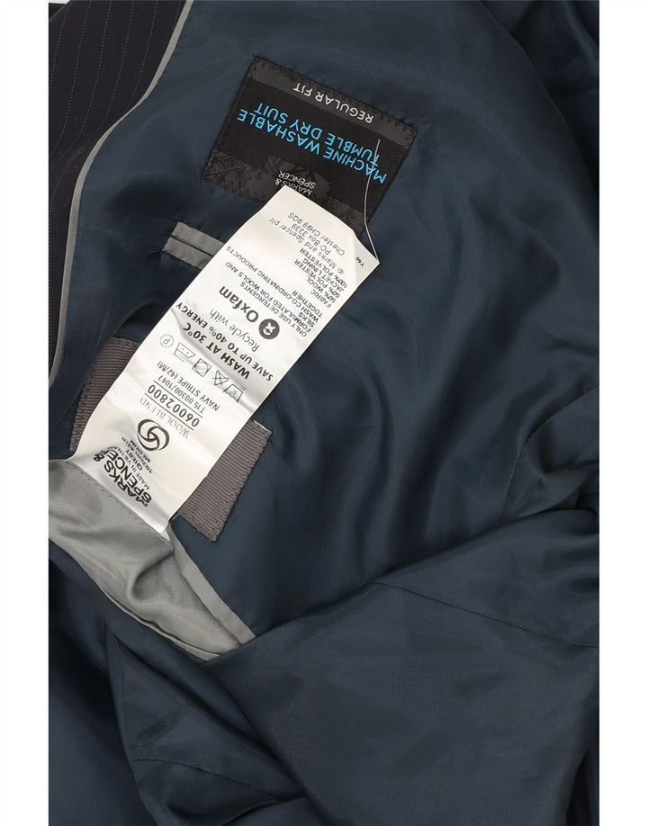 Marks & Spencer Herre 2-knaps blazerjakke UK 42 XL Marineblå nålestribe