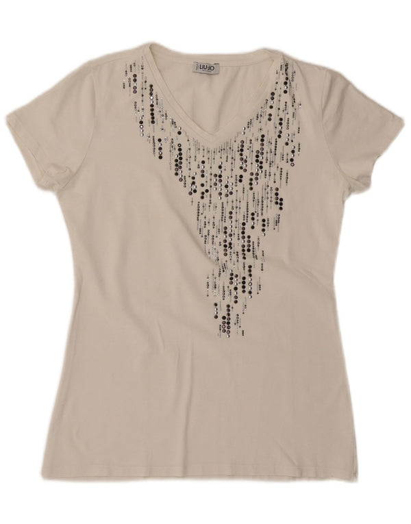 LIU JO Dame Milano T-Shirt Top UK 12 Medium White