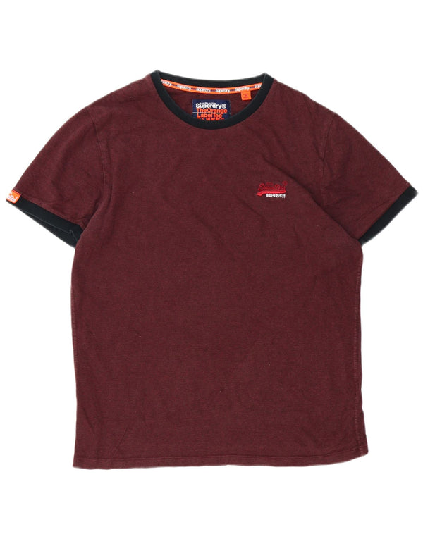 SUPERDRY Herre T-Shirt Top XL Bourgogne bomuld