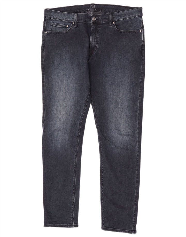 Marks & Spencer Herre Slim Jeans W36 L33 Marineblå Bomuld