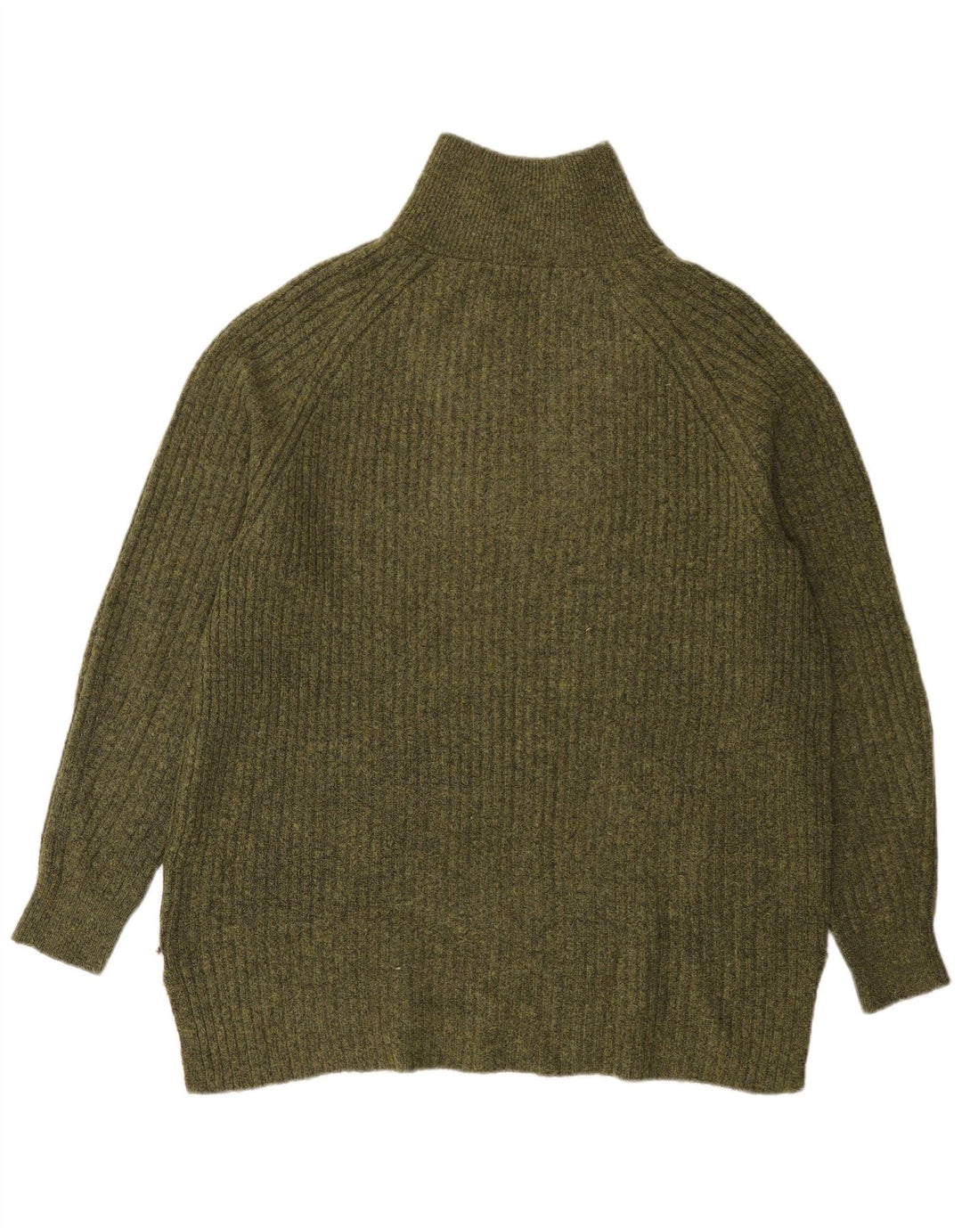 Marks & Spencer Herre Zip Neck Jumper Sweater Stor Grøn Akryl