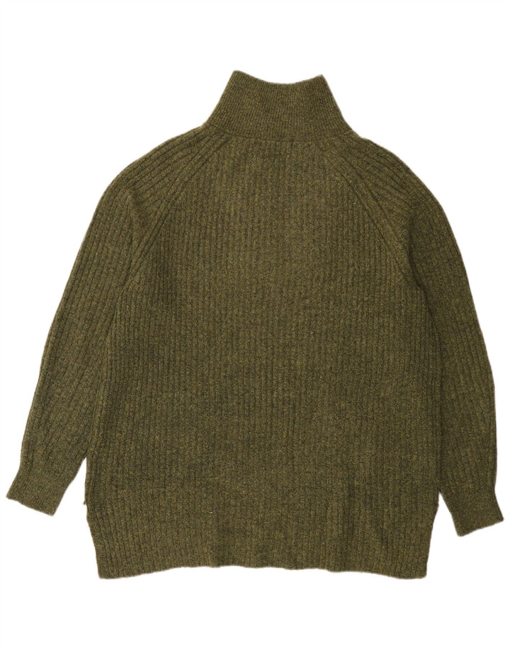 Marks & Spencer Herre Zip Neck Jumper Sweater Stor Grøn Akryl