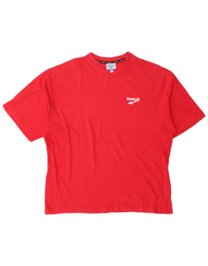 REEBOK Herre Loose Fit T-Shirt Top Lille Rød Bomuld