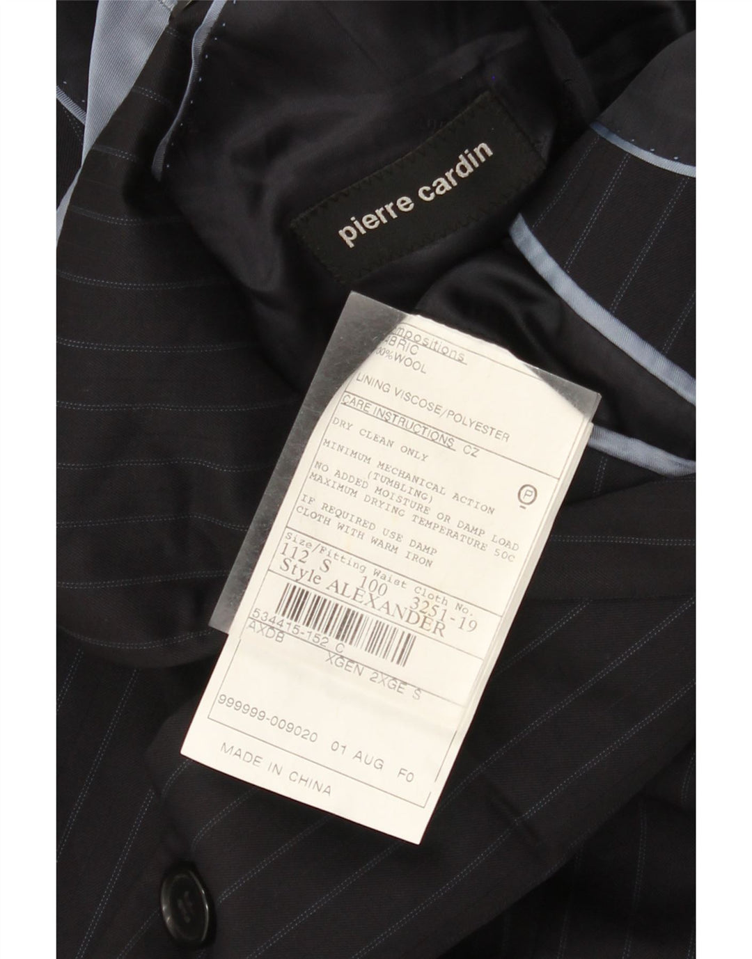 Pierre Cardin Herre 2 Button Blazer Jacket UK 44 2XL Navy Blue Pinstripe