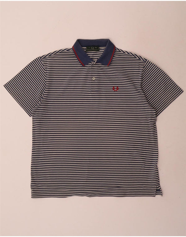 Fred Perry Herre poloshirt XL marineblå stribet bomuld