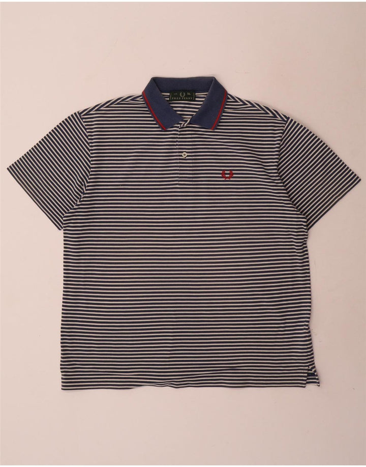 Fred Perry Herre poloshirt XL marineblå stribet bomuld