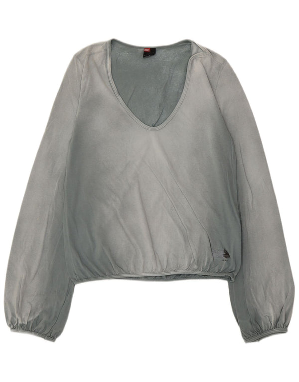 Diesel Dame Crop Top Langærmet UK 14 Large Blue Cotton