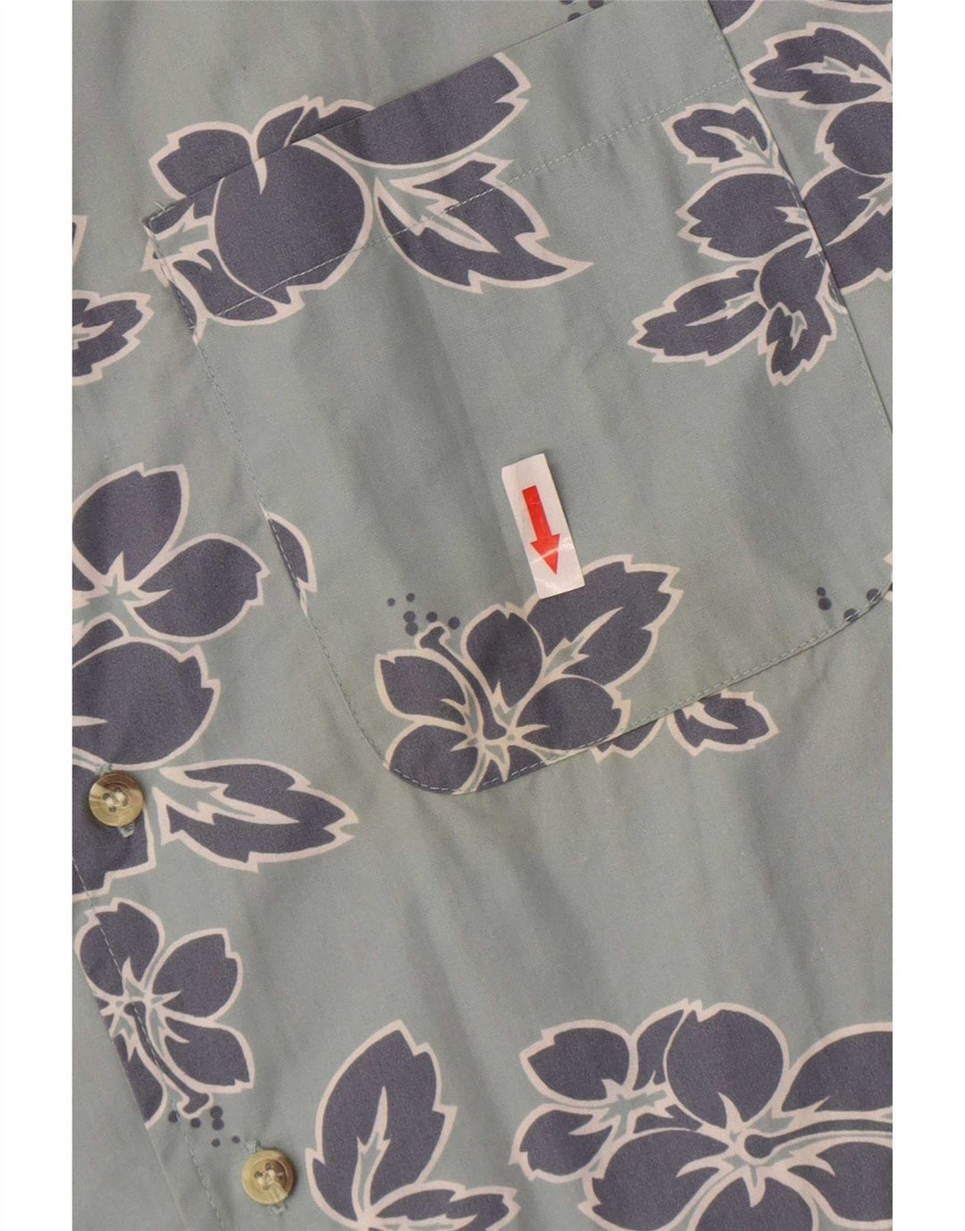 Vintage kortærmet herreskjorte Medium Blue Floral Bomuld
