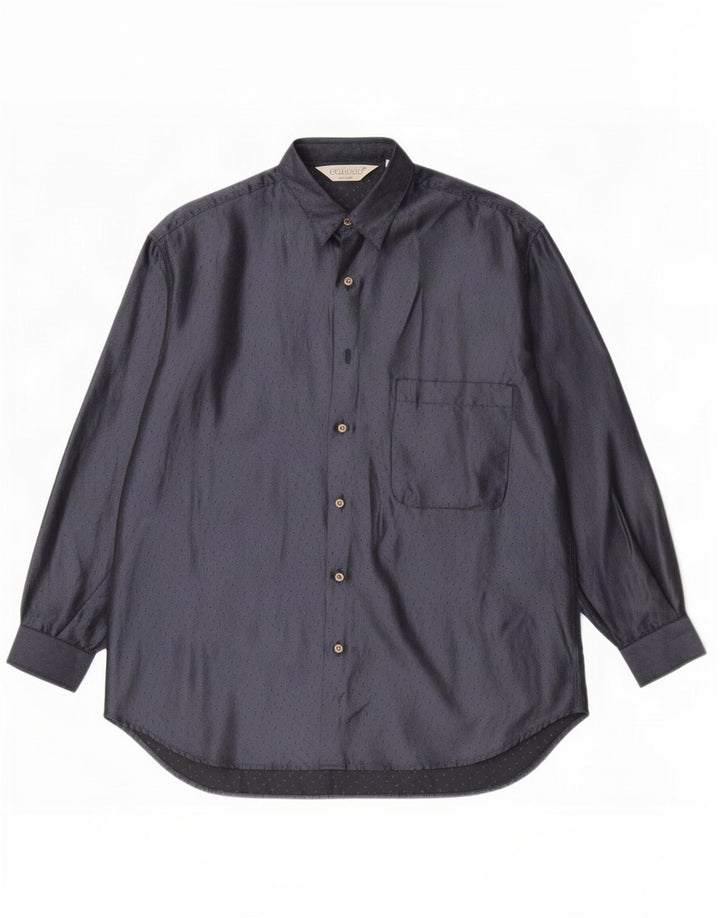 Equivoco Herreskjorte str. 15 3/4 Medium Navy Blue Spotted Acetate