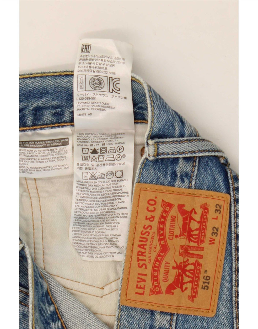 Levi's Herre 516 Slim Straight Jeans W32 L26 Blå Bomuld