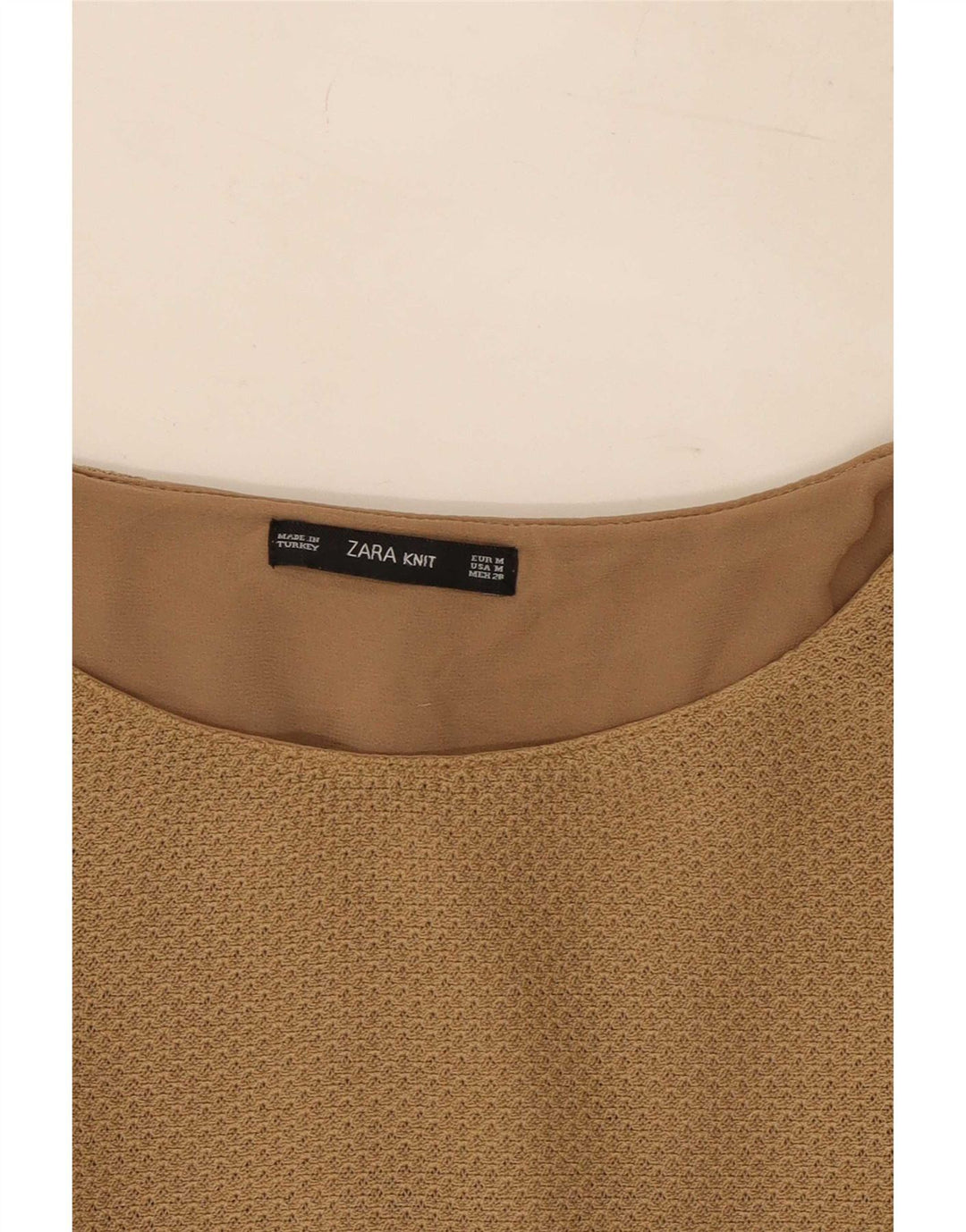 Zara Dame Langærmet Bluse Top UK 12 Medium Beige