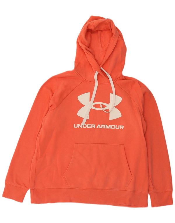 Under Armour Mens Graphic Hoodie Jumper Large Orange Cotton