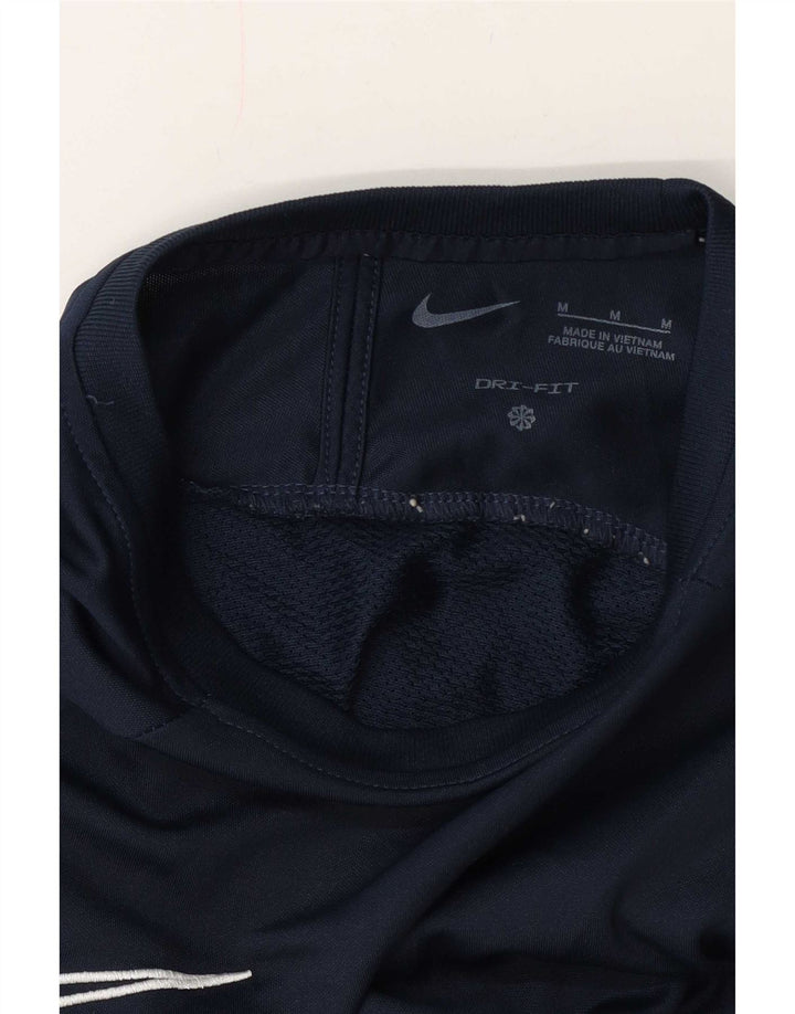 Nike Herre Dri Fit T-shirt Top Medium Marineblå Colourblock Polyester