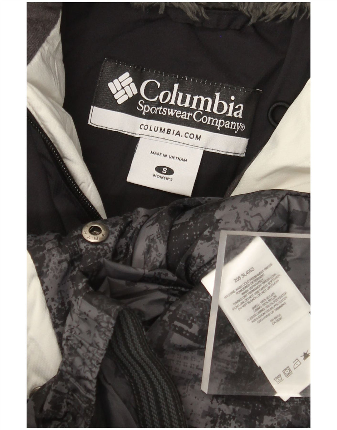 Columbia Dame Hooded Windbreaker Jacket UK 10 Small Black Nylon