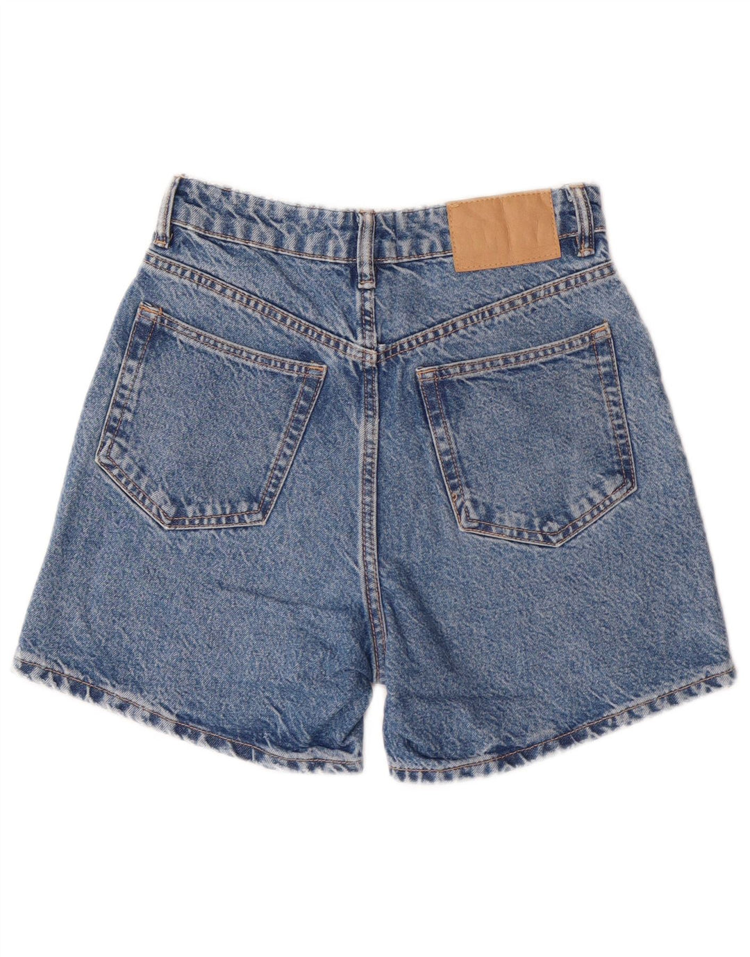 Zara Dame High Waist Denim Shorts EU 34 2XS W24 Blue Cotton Classic