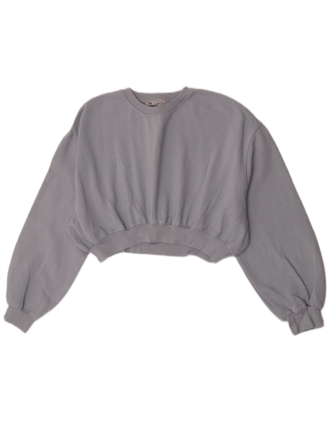 Zara Womens Crop Sweatshirt Jumper UK 14 Medium Grey Bomuld