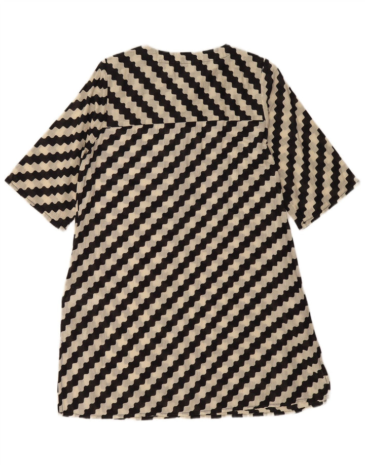 COMPANIA FANTASTICA Dame A-Line Kjole UK 14 Medium Sort Stribet Bomuld