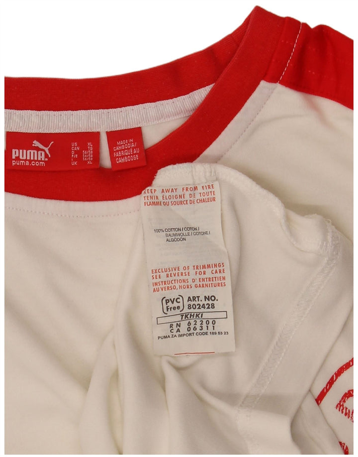 PUMA Herre grafisk T-shirt Top XL Hvid Colourblock Bomuld