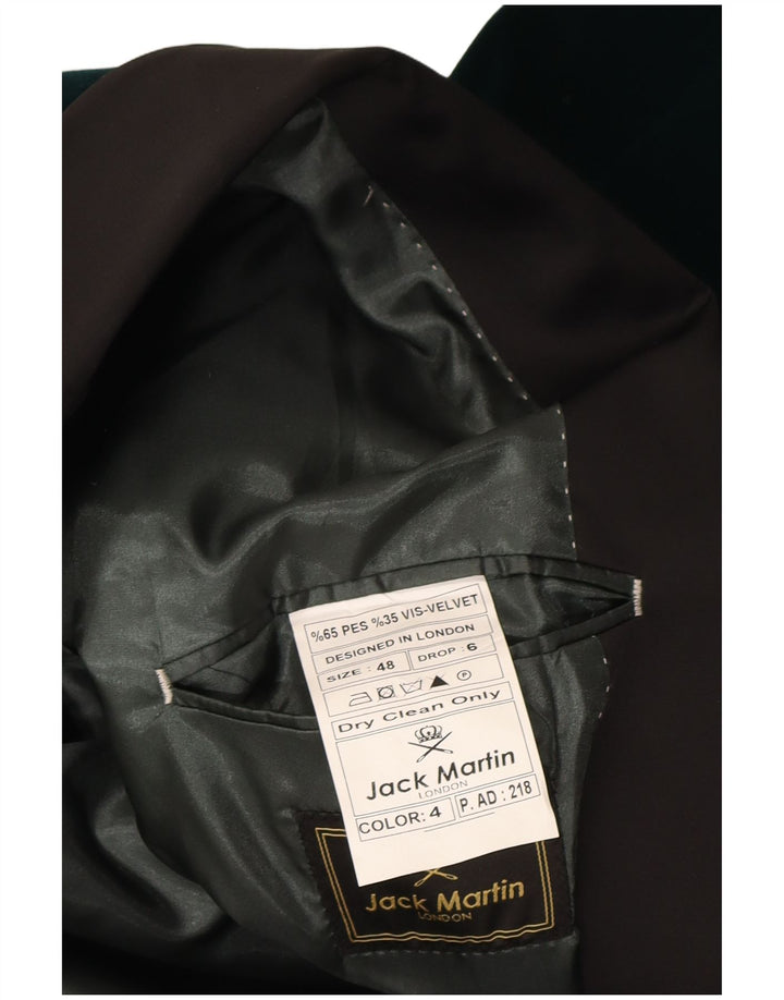 Jack Martin Herre 1 Knap Velvet Blazer Jacket IT 48 Medium Grøn Polyester