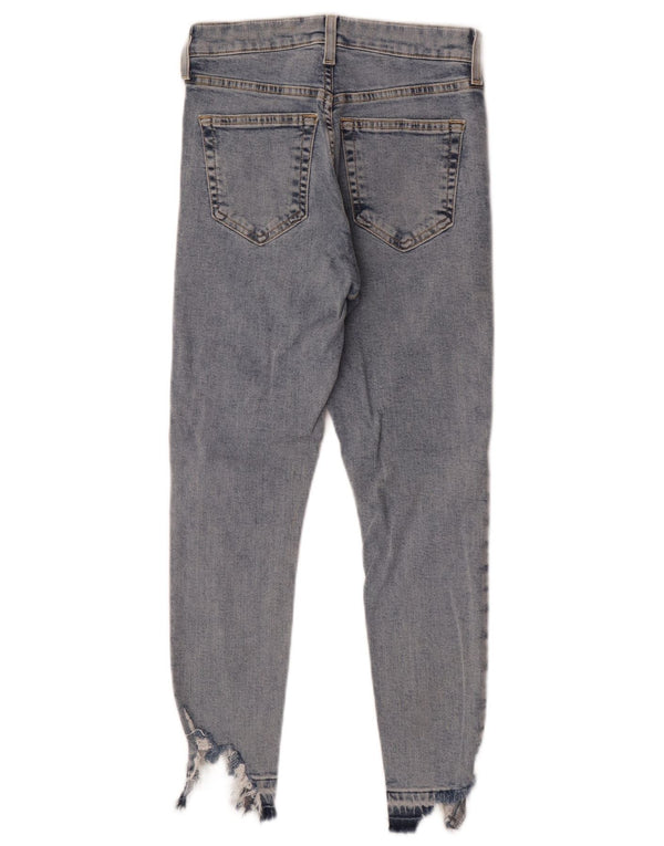 Topshop Womens Jamie Distressed Crop Skinny Jeans W26 L24 Blue Cotton