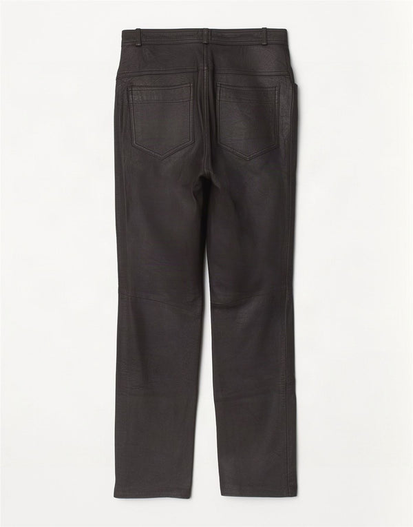 Vintage lige læderbukser til kvinder UK 12 Medium W28 L30 Sort