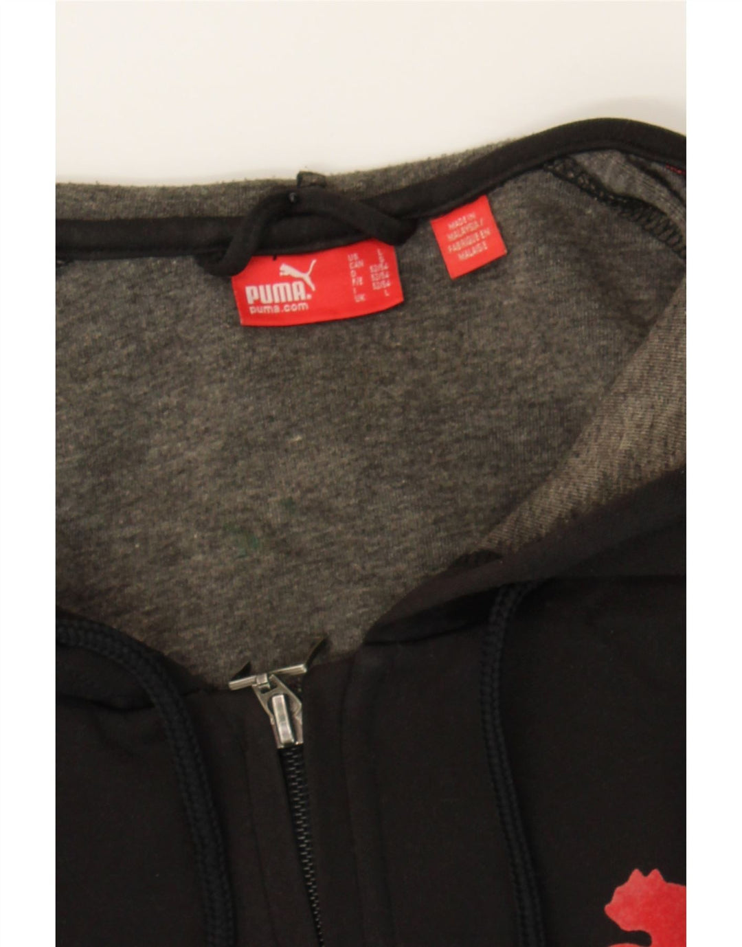 PUMA Mens Graphic Zip Hoodie Sweater Large Black Colourblock Polyester Vintage Puma and Second-Hand Puma from Messina Hembry 