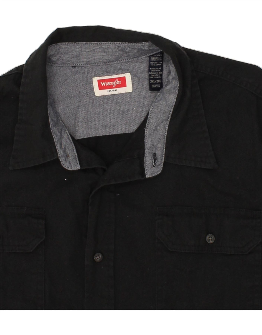 WRANGLER Herreskjorte 2XL Sort Bomuld