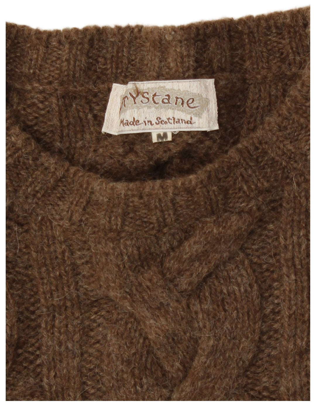 Vintage herre sweater med rund hals, medium brun uld