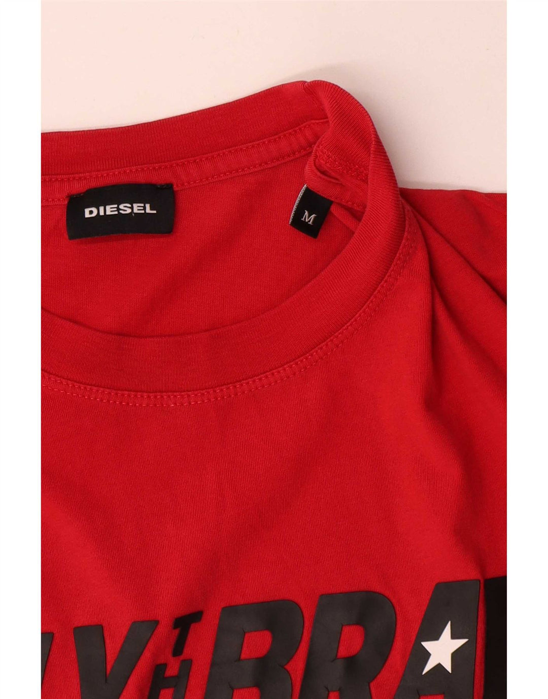 Diesel Herre grafisk T-shirt Top Medium Rød Bomuld