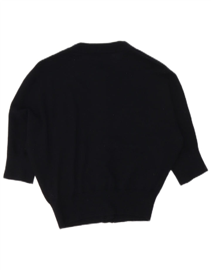 Max & Co. Dame 3/4-ærmet cardigantrøje UK 14 Medium Sort Uld