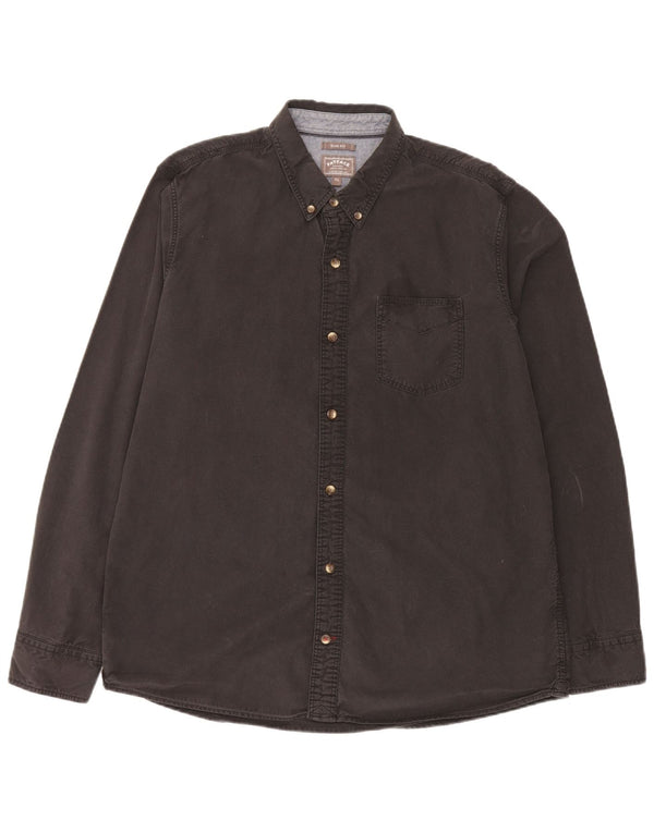 Fat Face Herre Slim Fit Shirt XL Sort Bomuld