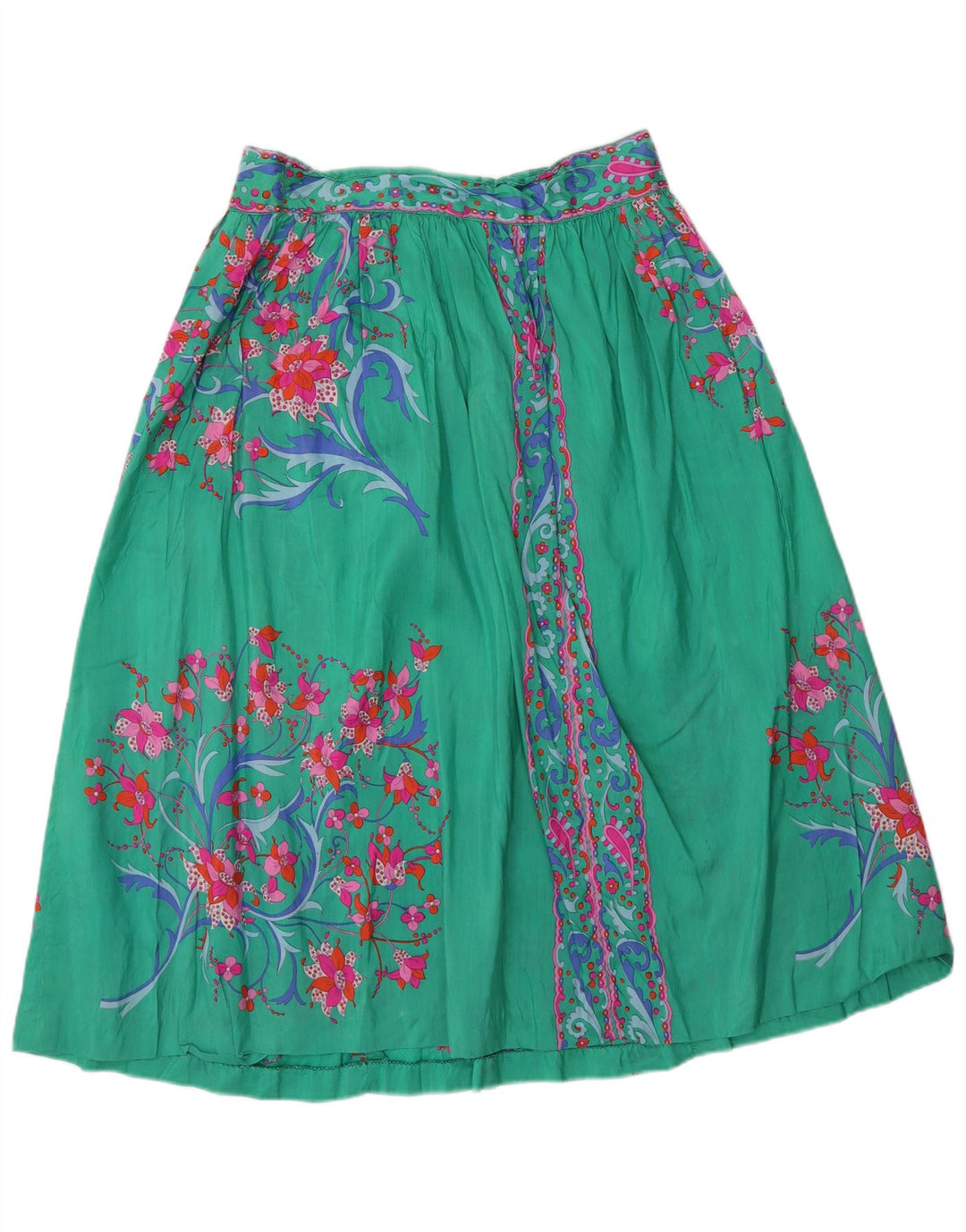 Vintage Kvinders Flared Skirt W28 Medium Green Floral