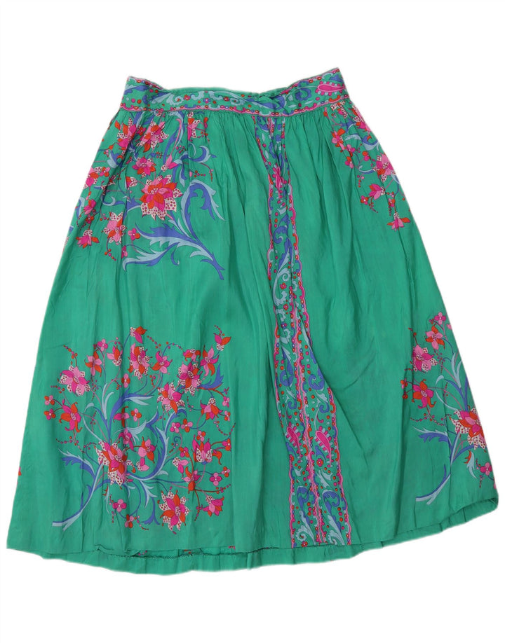 Vintage Kvinders Flared Skirt W28 Medium Green Floral