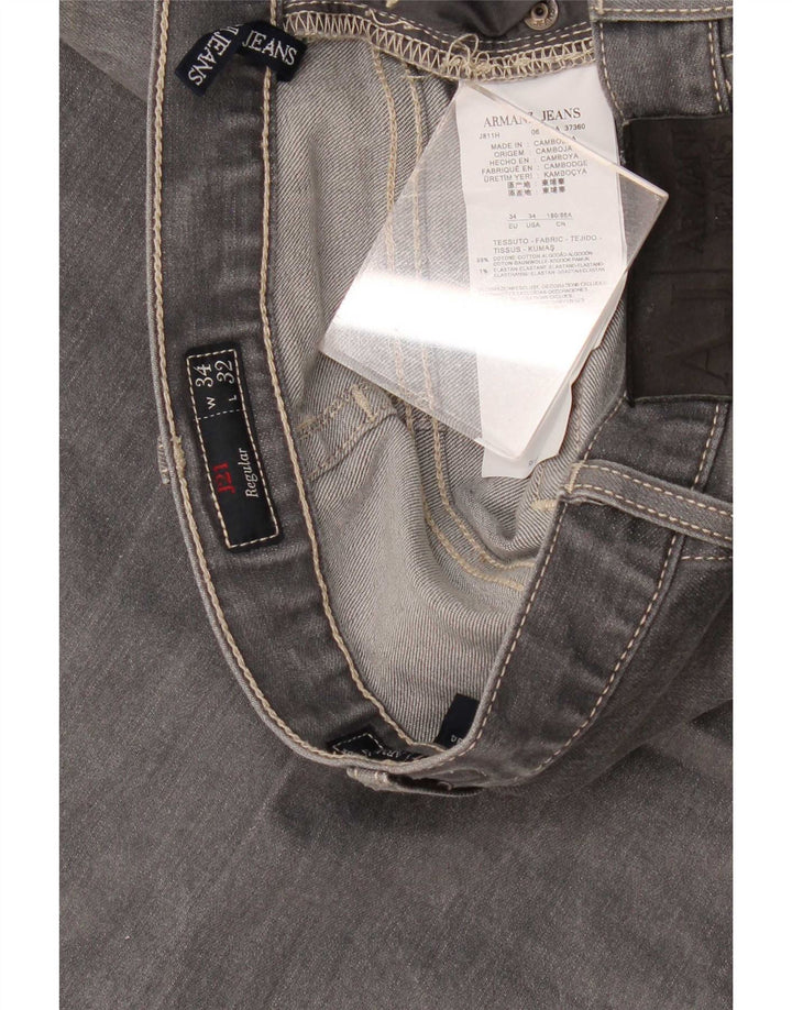 Armani Womens Regular Straight Jeans W34 L32 Grå Bomuld