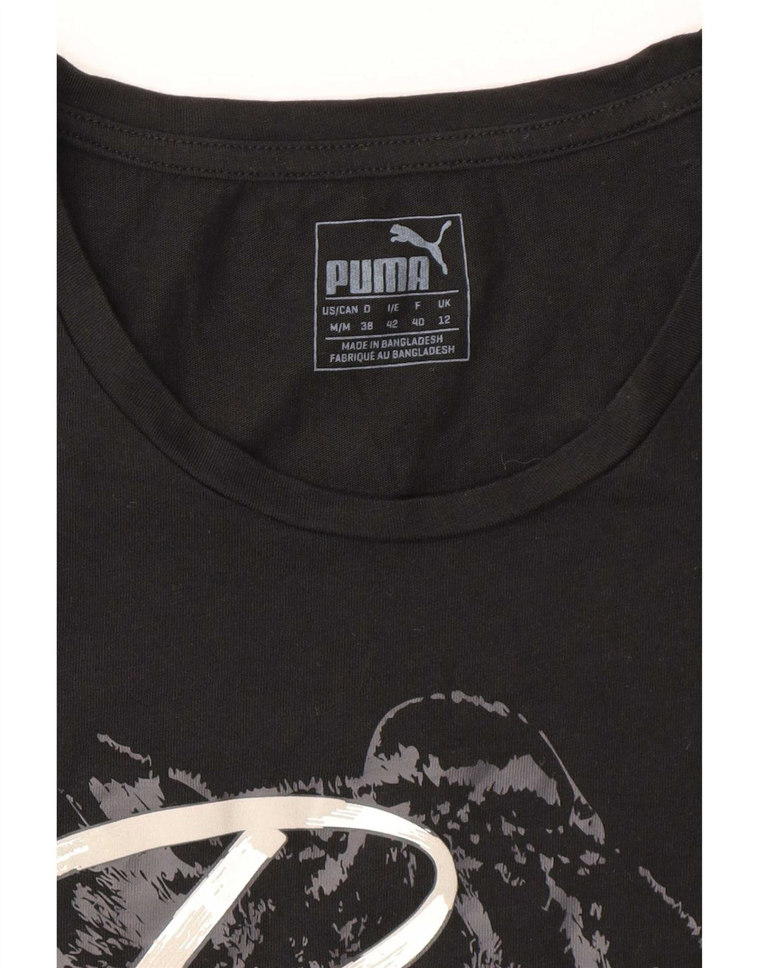 Puma Grafisk T-Shirt Top UK 12 Medium Sort