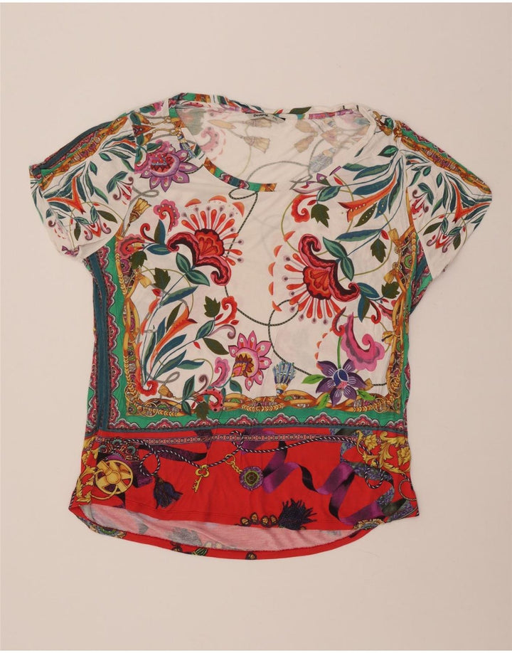DESIGUAL Grafisk T-shirt top til kvinder UK 20 2XL flerfarvet blomsterviscose