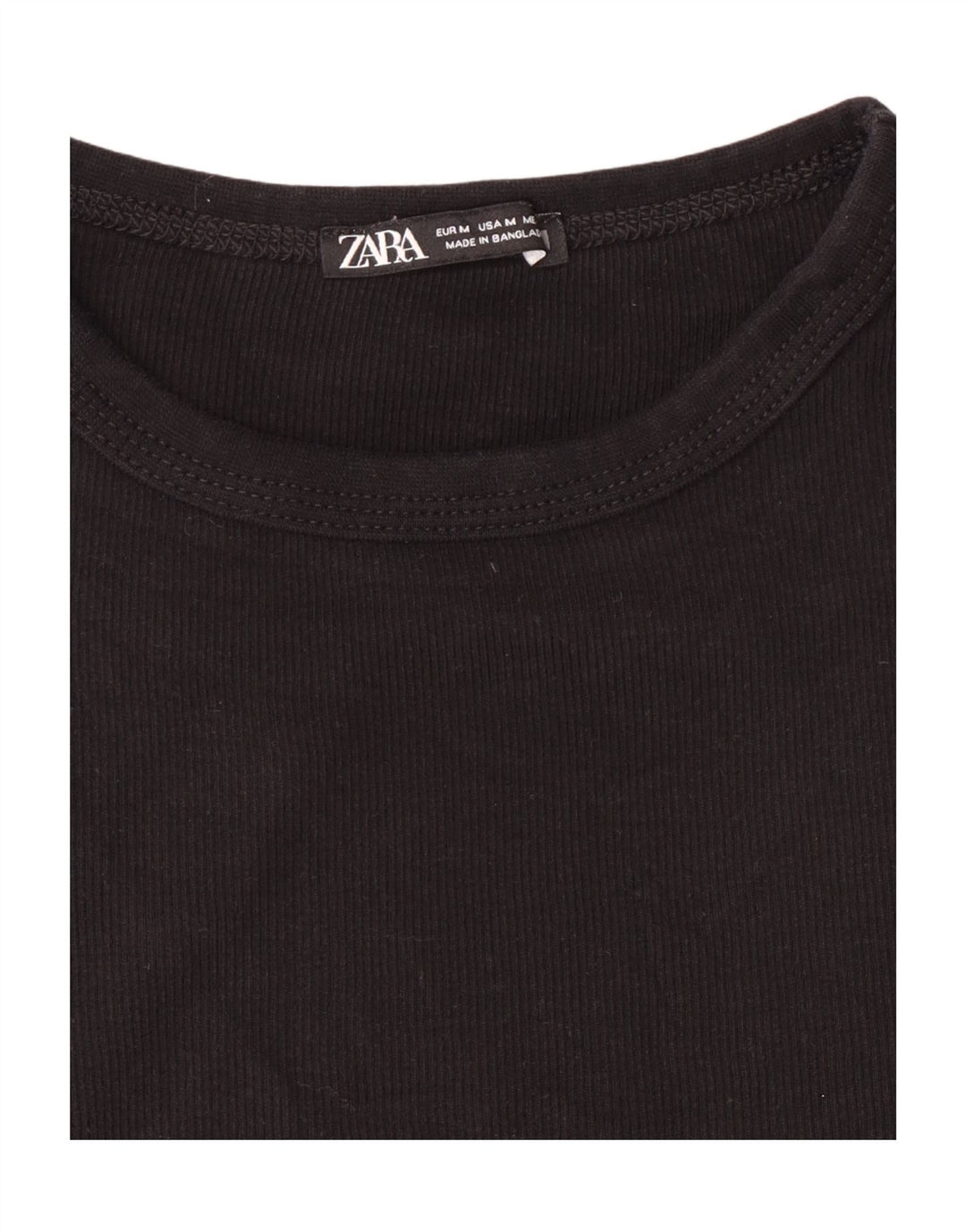 ZARA Womens T-Shirt Top UK 12 Medium Black Vintage Zara and Second-Hand Zara from Messina Hembry 