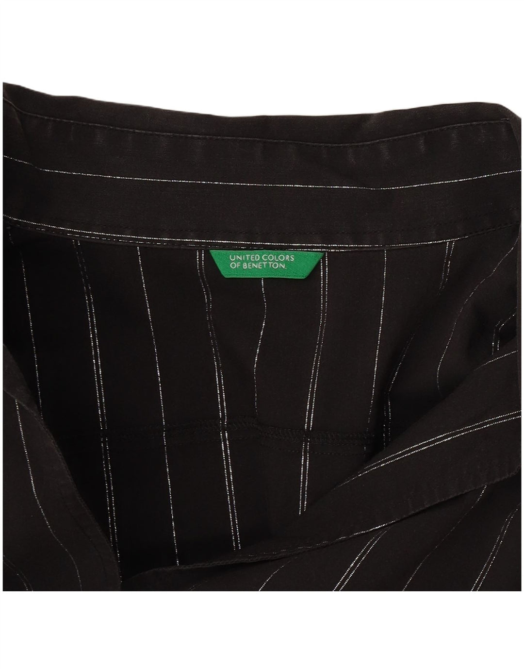 Benetton Dameskjorte UK 16 Stor Sort Stribet