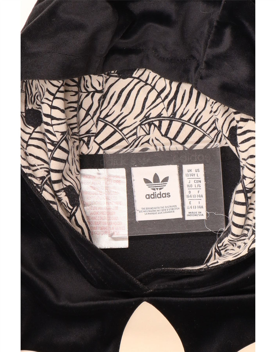 ADIDAS Pige Grafisk Velour Hættetrøje 13-14 år Sort