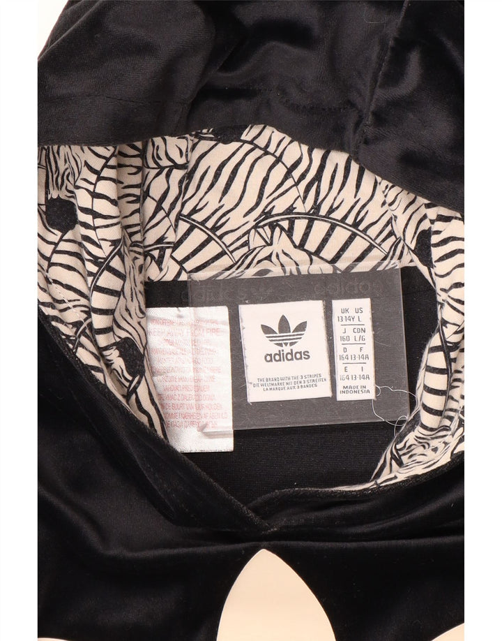 ADIDAS Pige Grafisk Velour Hættetrøje 13-14 år Sort