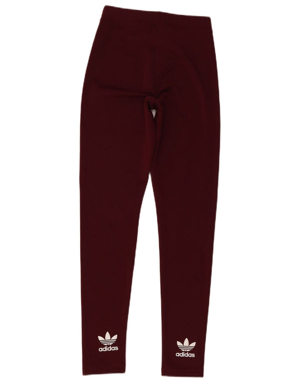 Adidas Dame Grafiske Leggings UK 8 Small Burgundy