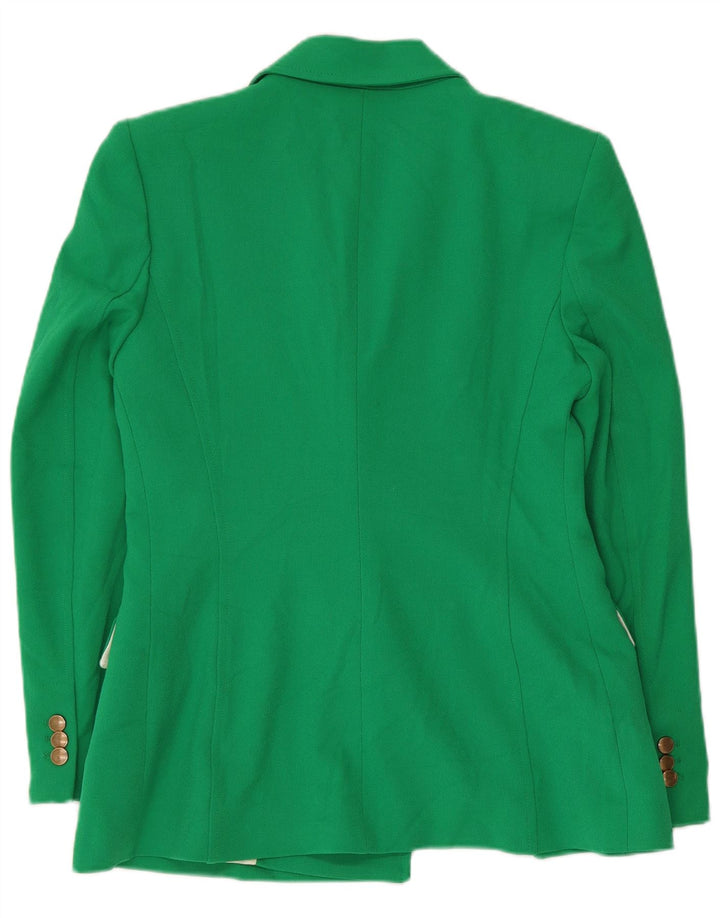 Zara Dame Dobbeltradet Blazer Jacket UK 12 Medium Green Polyester
