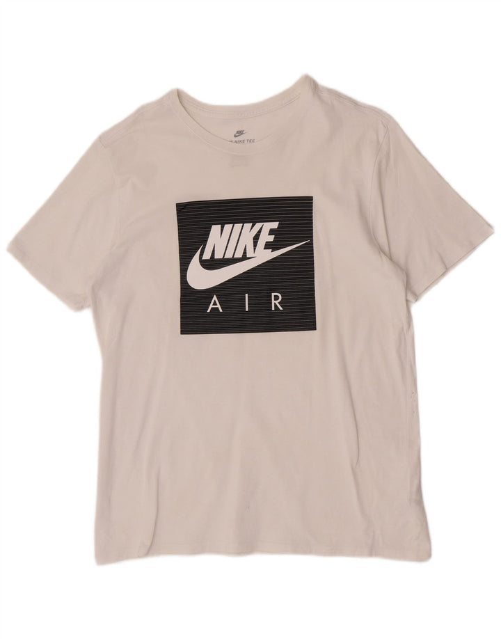 Nike Herre Athletic Cut Grafisk T-Shirt Top Stor Hvid Bomuld