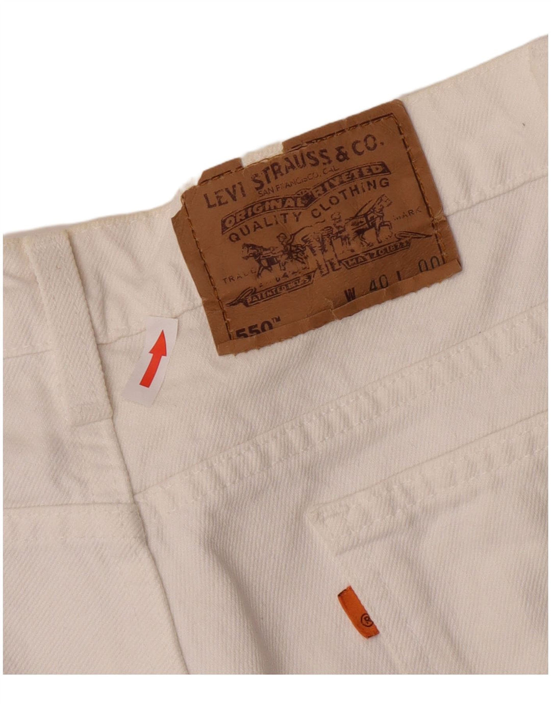 Levi's Herre 550 denimshorts W40 XL Hvid bomuld