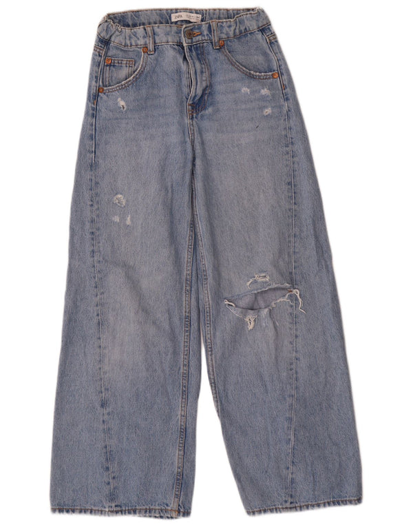Zara piger nødlidende jeans med brede ben 13-14 år W26 L27 blå bomuld